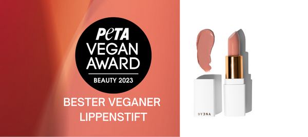PETA Vegan Award 2023 für BYENA Lipstick 01 Obsession